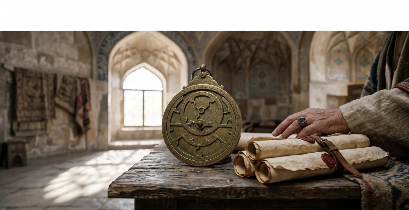 Symbolic editorial photograph representing Abbasid caliph patronage as an engine of scientific and cultural innovation