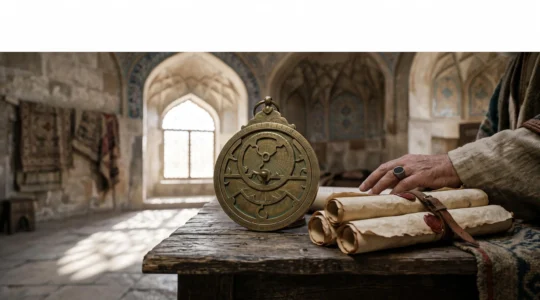 Symbolic editorial photograph representing Abbasid caliph patronage as an engine of scientific and cultural innovation